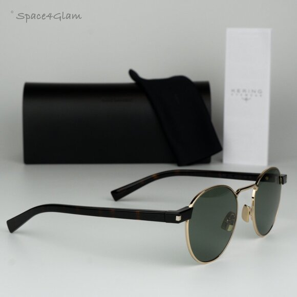 BRAND NEW Saint Laurent SL707 002 Gold Havana Green Oval Unisex Sunglasses - Picture 4 of 10